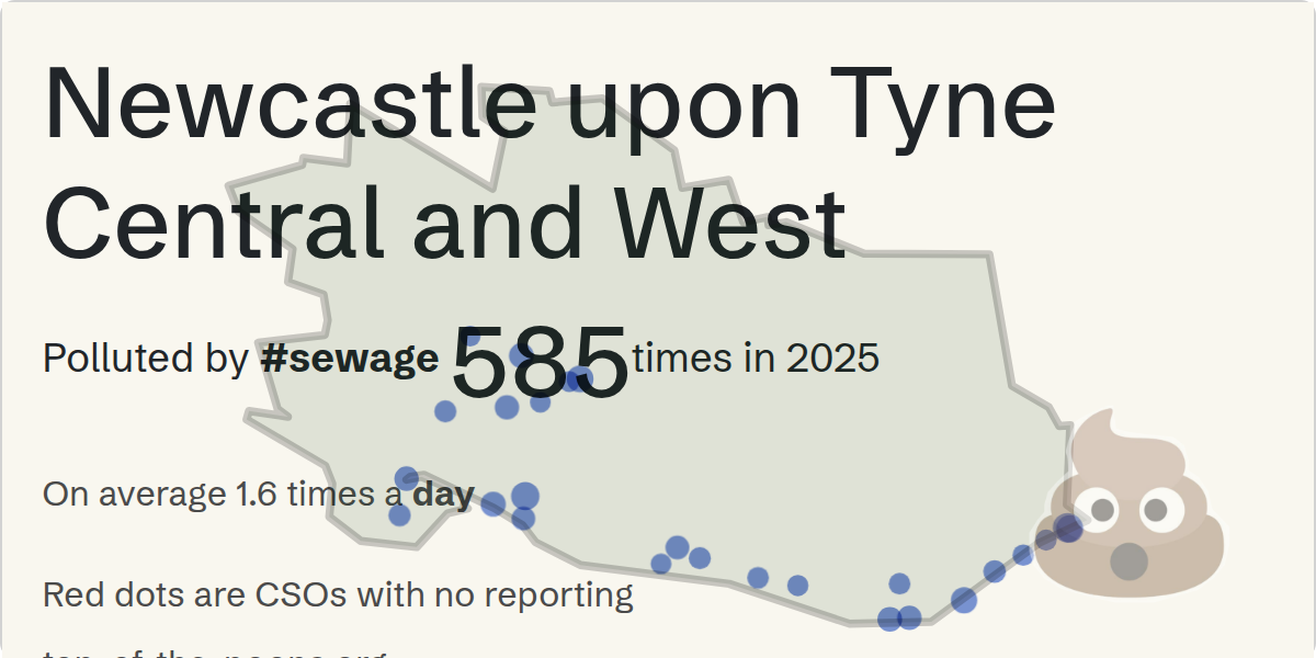 Sewage pollution map of Newcastle upon Tyne Central and West, the constituency containing the Unknown storm overflow