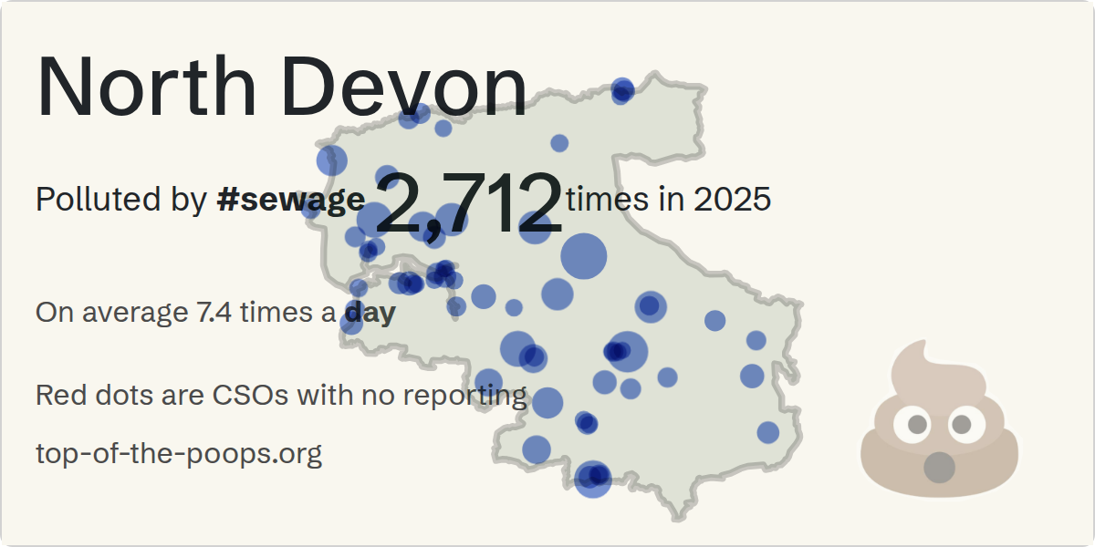 Sewage pollution map of North Devon, the constituency containing the MIDDLE MARWOOD STW_SSO_MARWOOD storm overflow