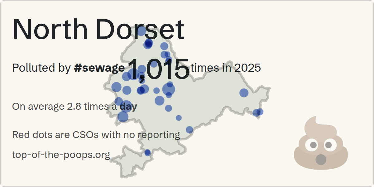 Sewage pollution map of North Dorset, the constituency containing the MARNHULL REED BEDS STORM TANK storm overflow