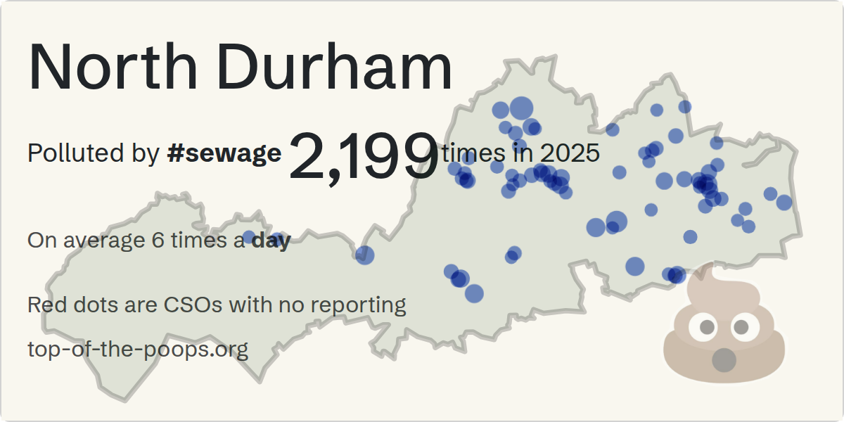 Sewage pollution map of North Durham, the constituency containing the Unknown storm overflow