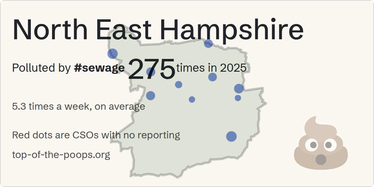 Sewage pollution map of North East Hampshire
