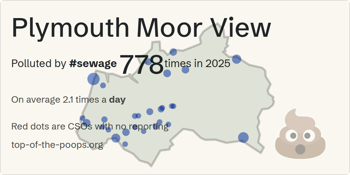 Sewage pollution map of Plymouth Moor View, the constituency containing the STATION ROAD SPS_PSCSOEO_PLYMOUTH storm overflow