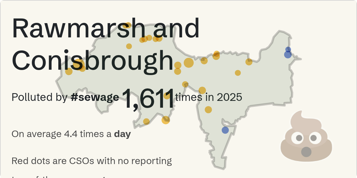 Sewage pollution map of Rawmarsh and Conisbrough, the constituency containing the WARMSWORTH - COMMON LANE (CSO) storm overflow