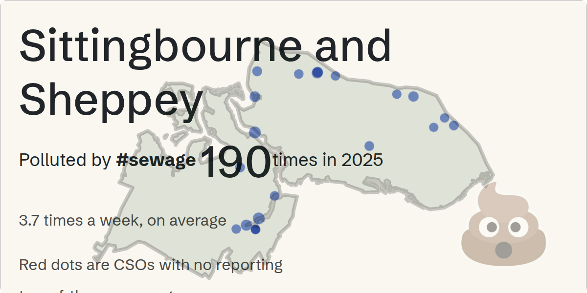 Sewage pollution map of Sittingbourne and Sheppey, the constituency containing the LOWER ROAD LOWER HALSTOW CEO - 108748 storm overflow