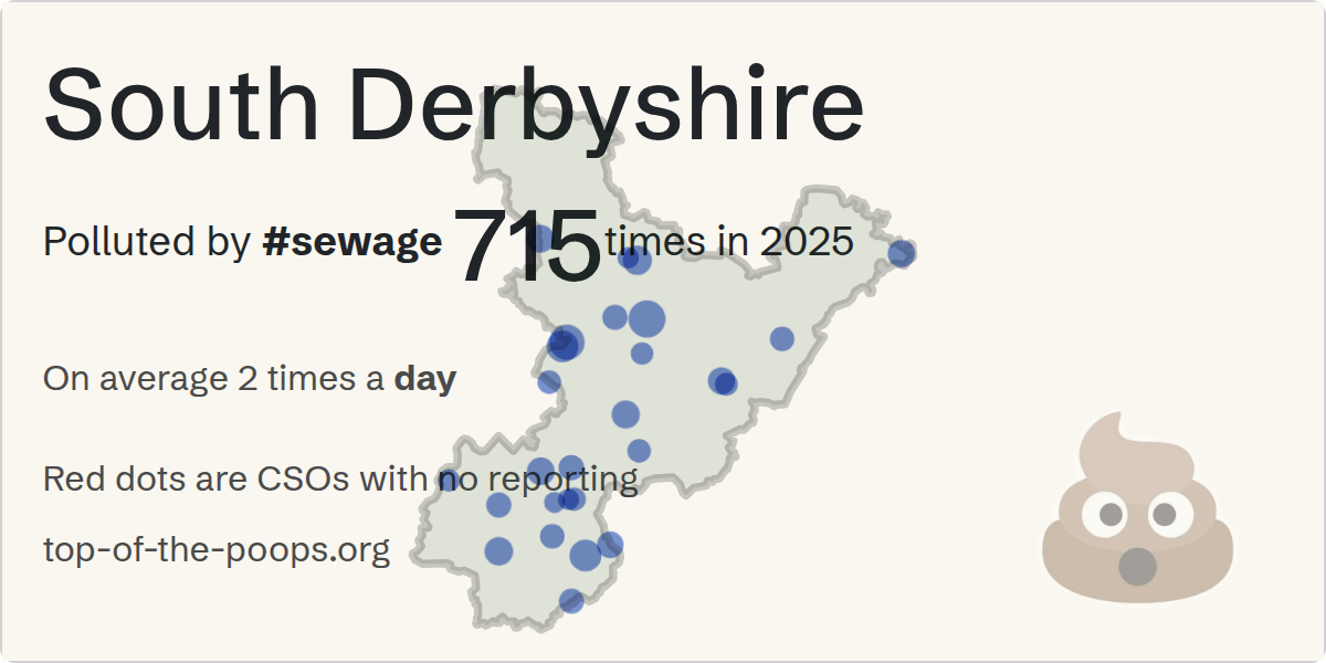 Sewage pollution map of South Derbyshire, the constituency containing the NEWTON SOLNEY - BLACKSMITHS LANE (SSO) storm overflow