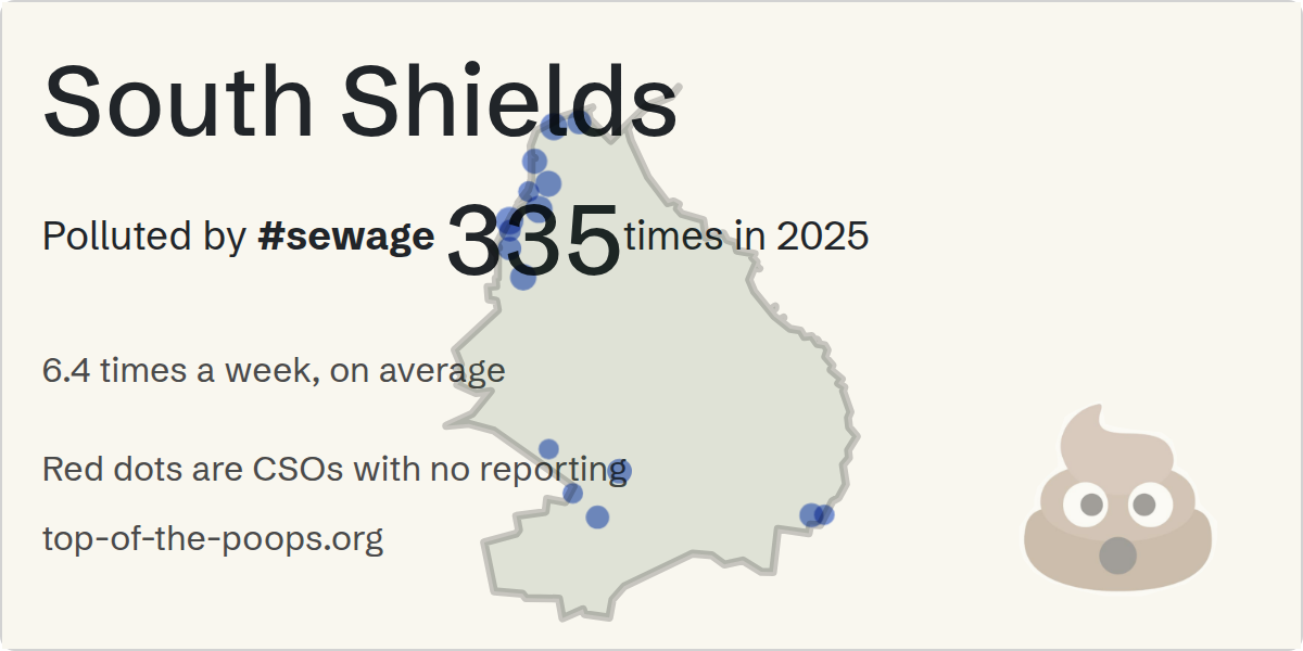 Sewage pollution map of South Shields, the constituency containing the Unknown storm overflow
