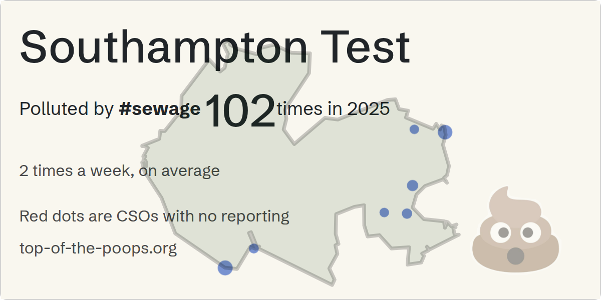 Sewage pollution map of Southampton Test, the constituency containing the SIRDAR ROAD SOUTHAMPTON CSO - 108794 storm overflow