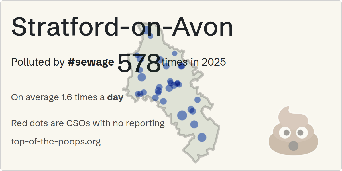 Sewage pollution map of Stratford-on-Avon, the constituency containing the TANWORTH-IN-ARDEN - DANZEY GRN LA (CSO) storm overflow