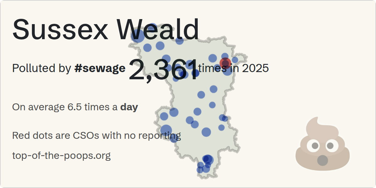 Sewage pollution map of Sussex Weald, the constituency containing the STATION ROAD HAILSHAM CSO - 108346 storm overflow