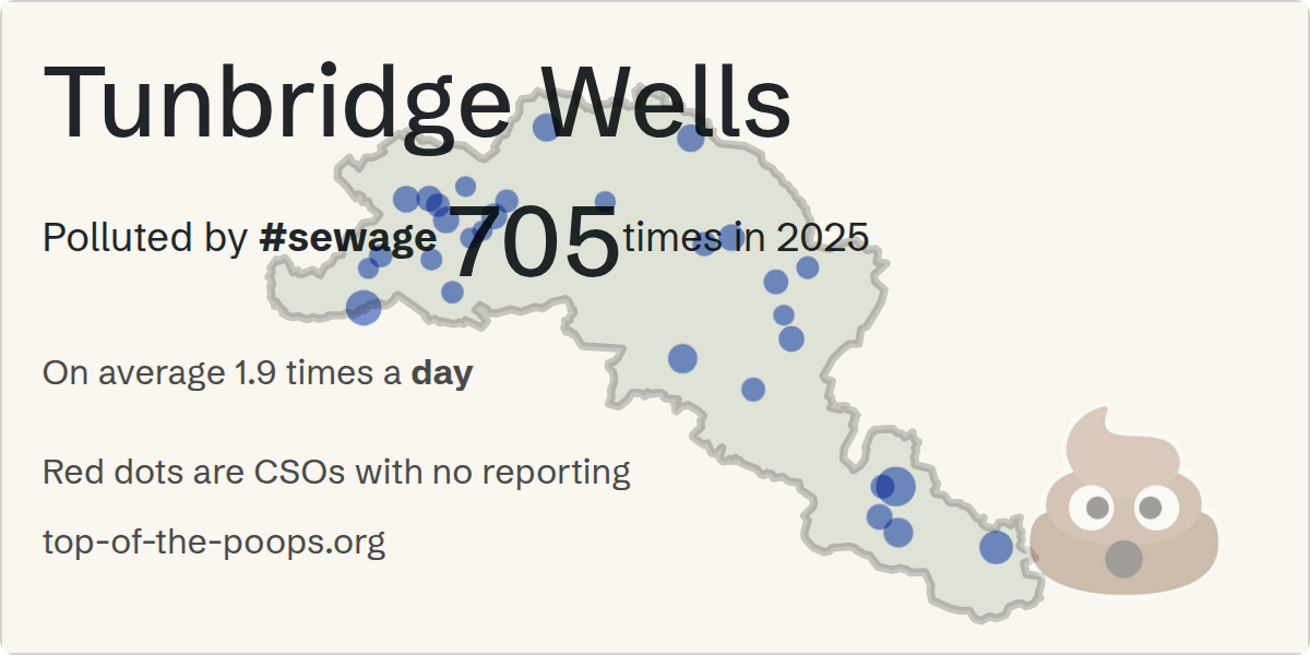 Sewage pollution map of Tunbridge Wells, the constituency containing the PADDOCK WOOD SSO - 115424 storm overflow