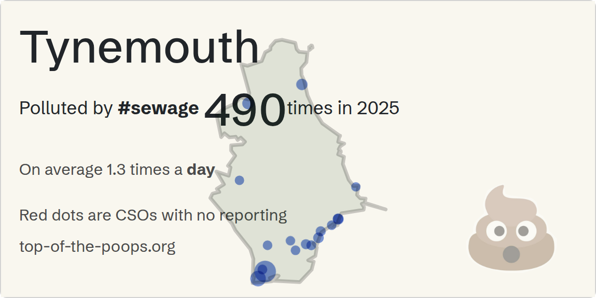 Sewage pollution map of Tynemouth, the constituency containing the Unknown storm overflow