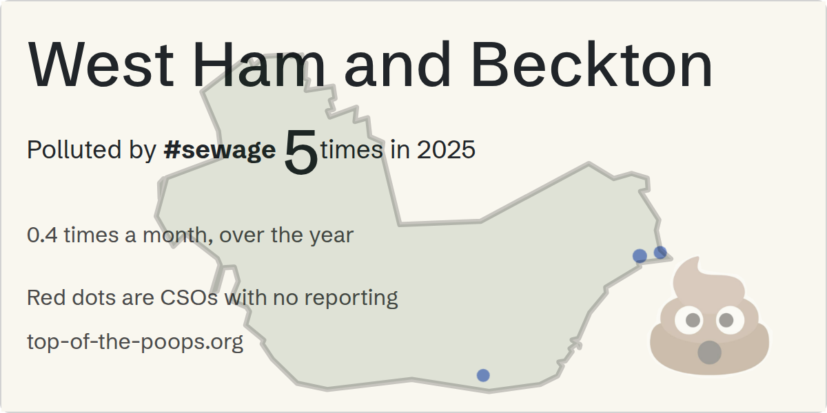 Sewage pollution map of West Ham and Beckton