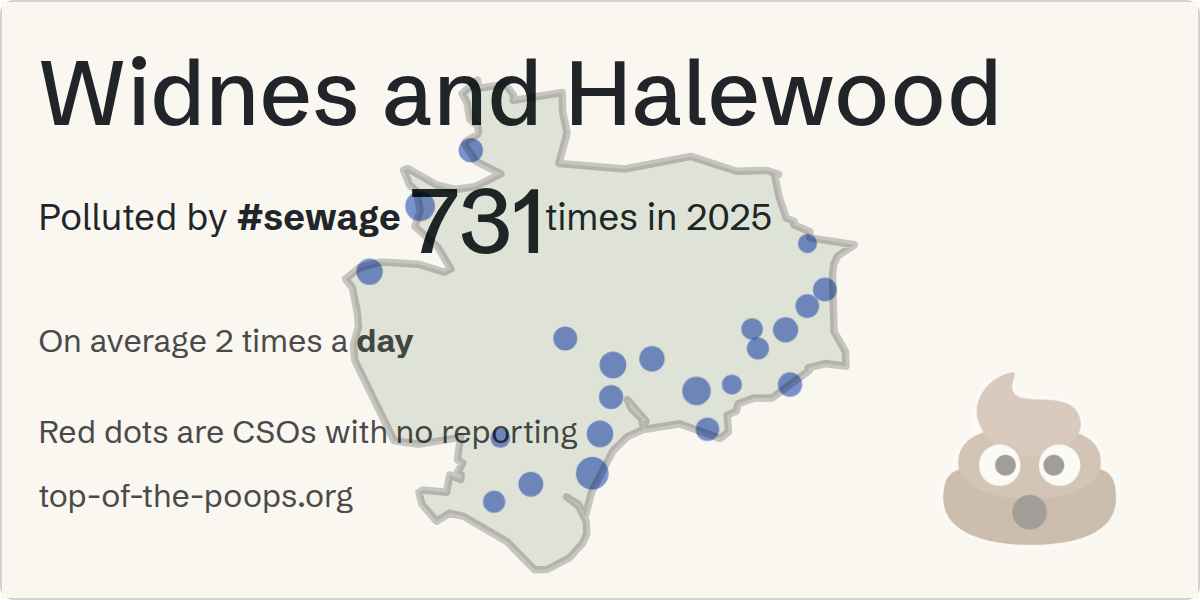 Sewage pollution map of Widnes and Halewood, the constituency containing the Ash Lane storm overflow