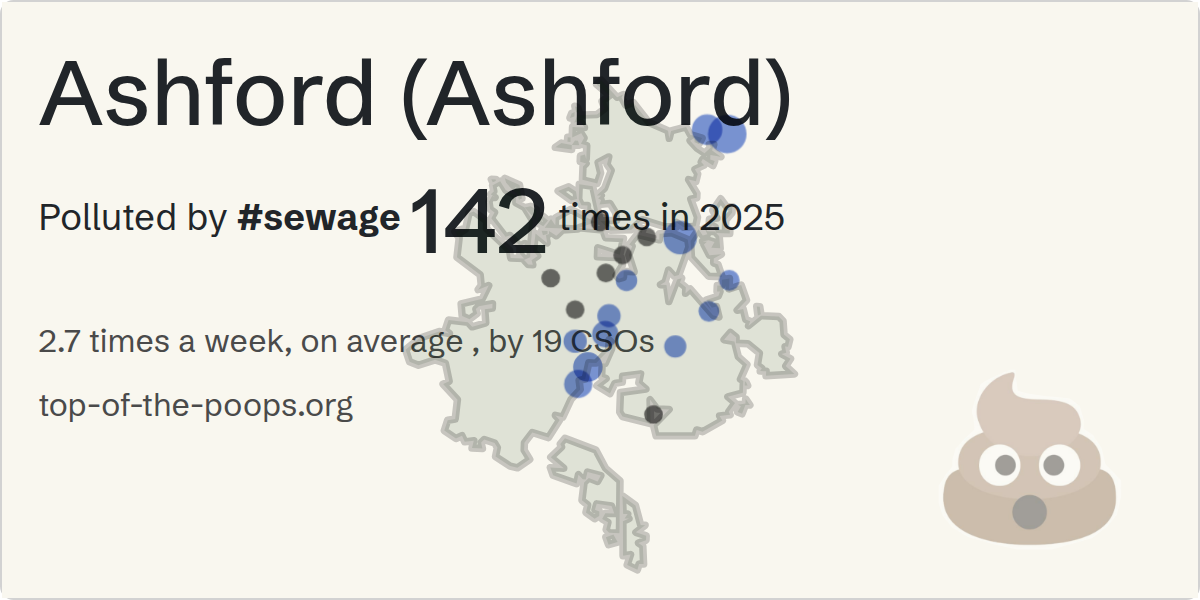 Sewage pollution map of Ashford (Ashford): 781 hours in 2025