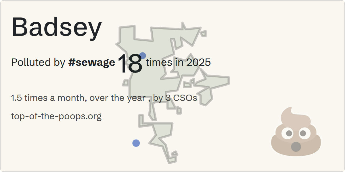 Sewage pollution map of Badsey: 127 hours in 2025