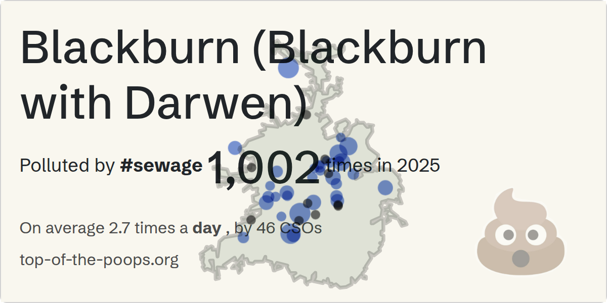 Sewage pollution map of Blackburn (Blackburn with Darwen)