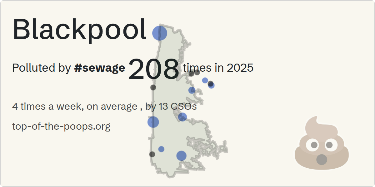 Sewage pollution map of Blackpool: 1,066 hours in 2025