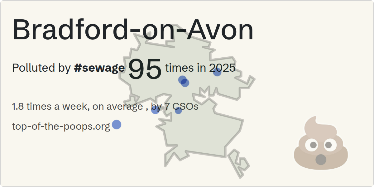 Sewage pollution map of Bradford-on-Avon: 312 hours in 2025