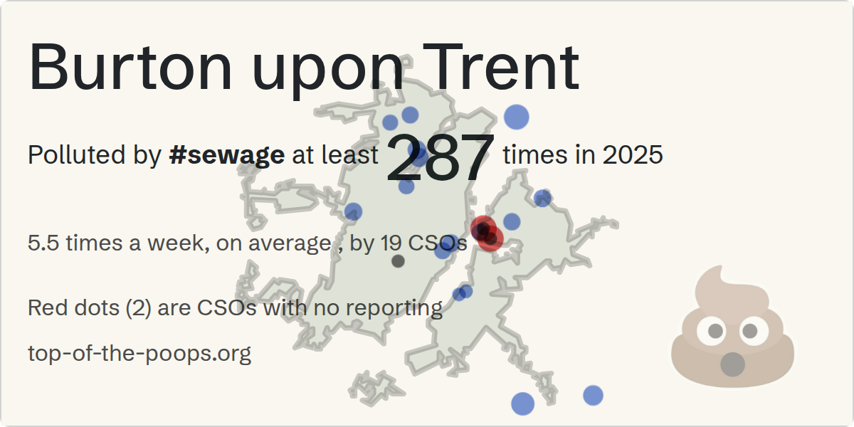 Sewage pollution map of Burton upon Trent