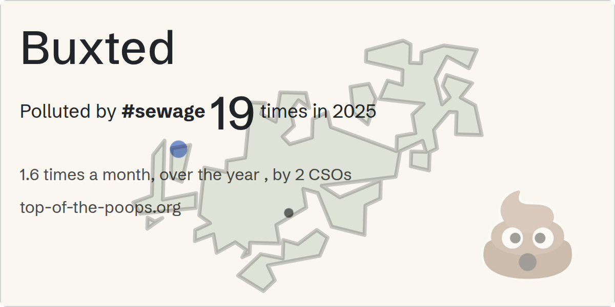 Sewage pollution map of Buxted: 170 hours in 2025