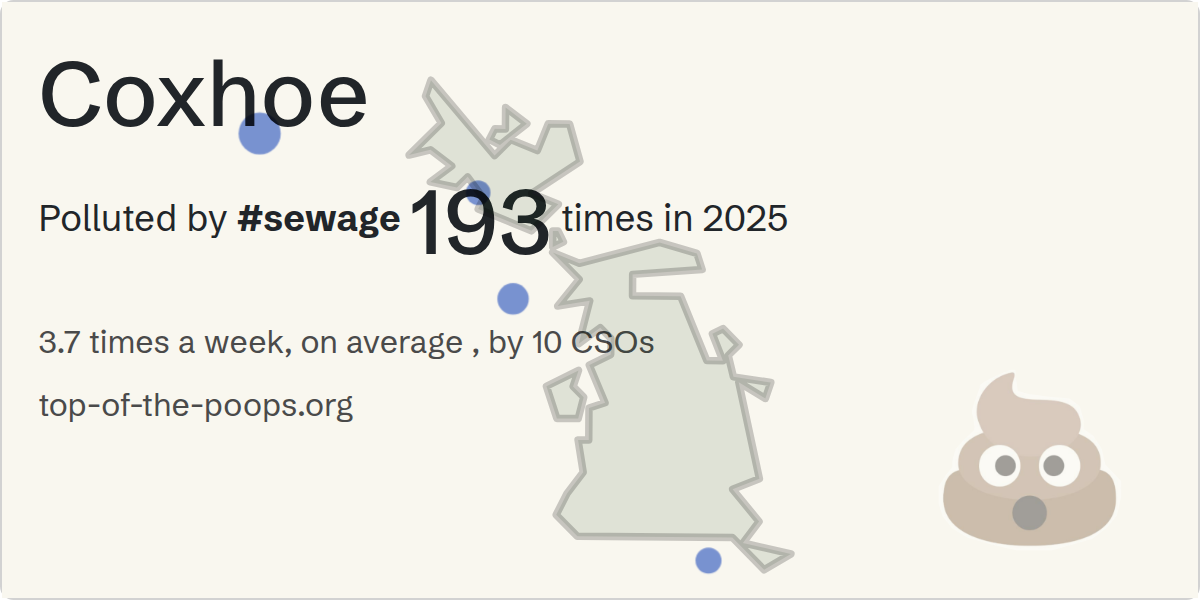 Sewage pollution map of Coxhoe