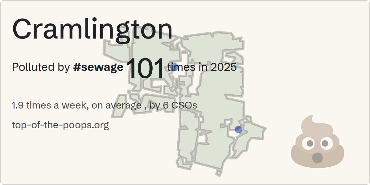 Sewage pollution map of Cramlington