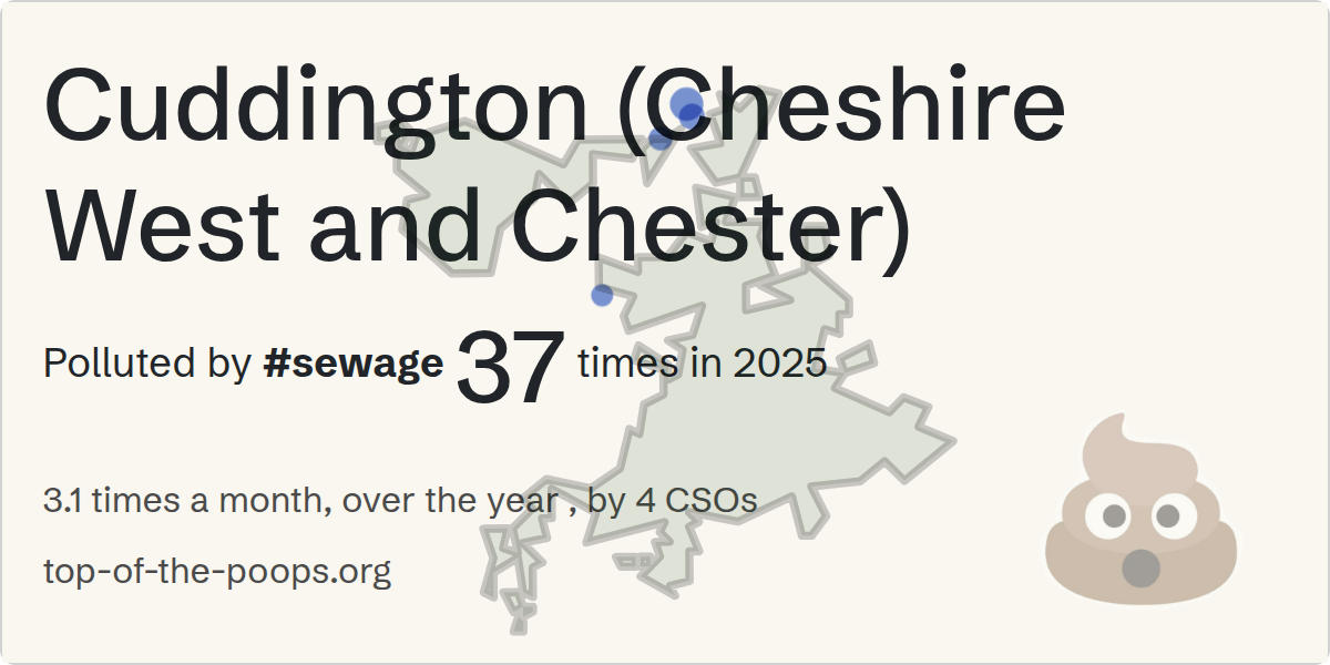Sewage pollution map of Cuddington (Cheshire West and Chester)