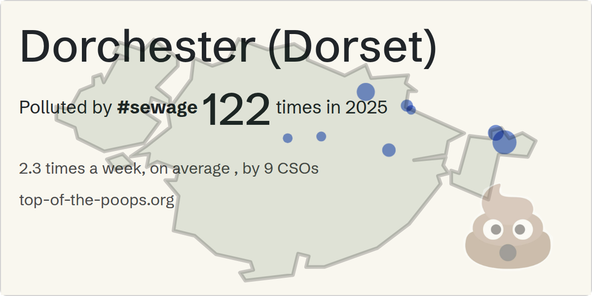 Sewage pollution map of Dorchester (Dorset)