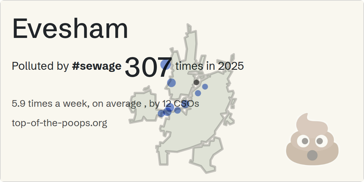 Sewage pollution map of Evesham