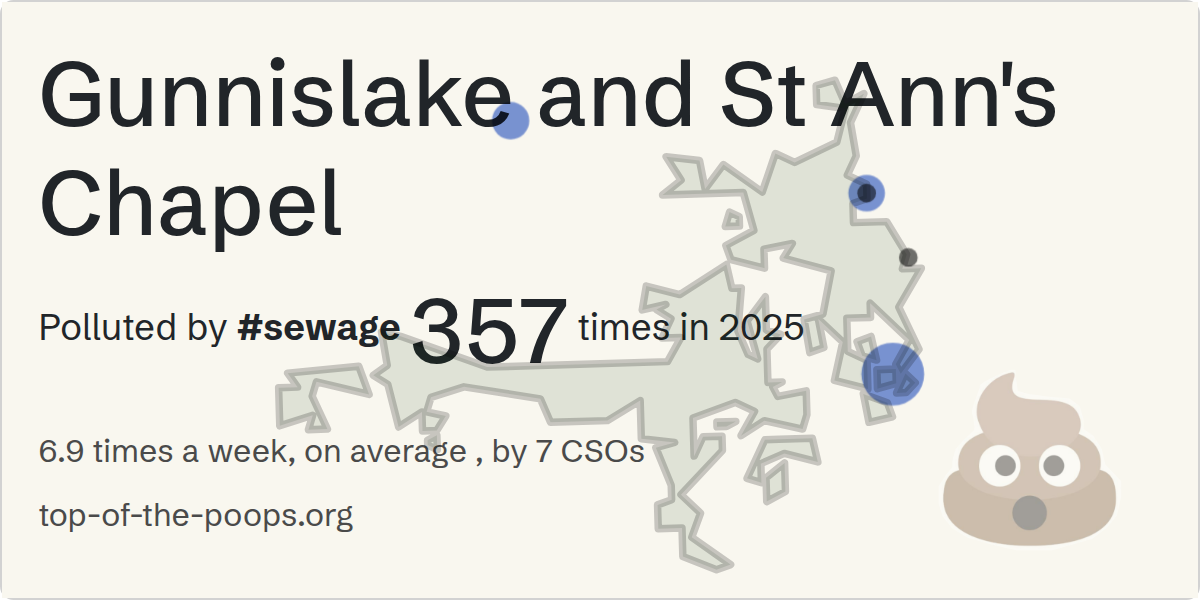 Sewage pollution map of Gunnislake and St Ann's Chapel