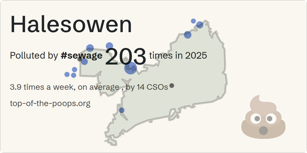 Sewage pollution map of Halesowen