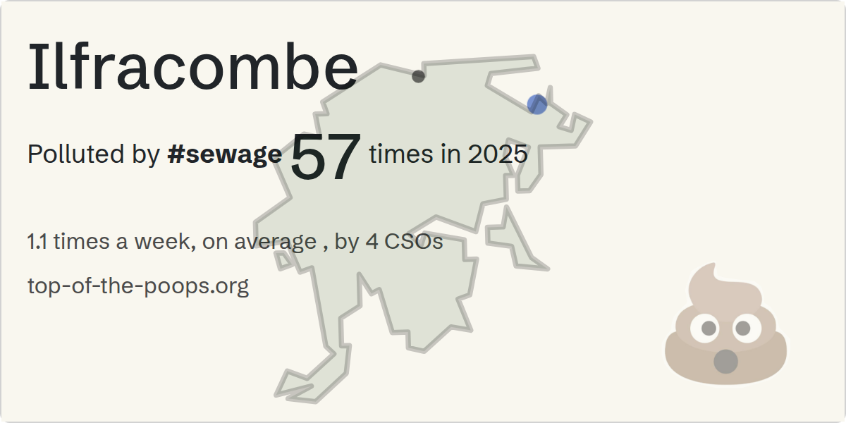 Sewage pollution map of Ilfracombe: 144 hours in 2025