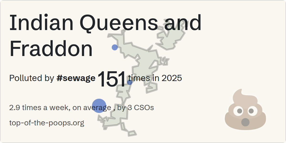 Sewage pollution map of Indian Queens and Fraddon