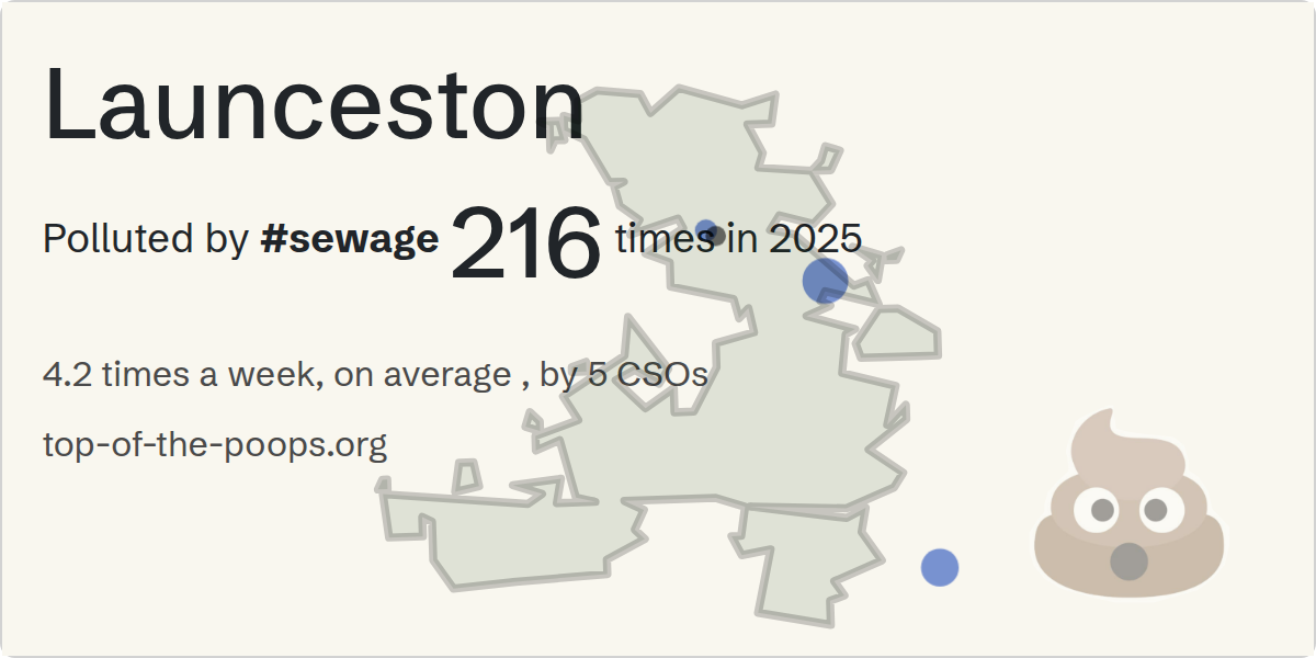 Sewage pollution map of Launceston