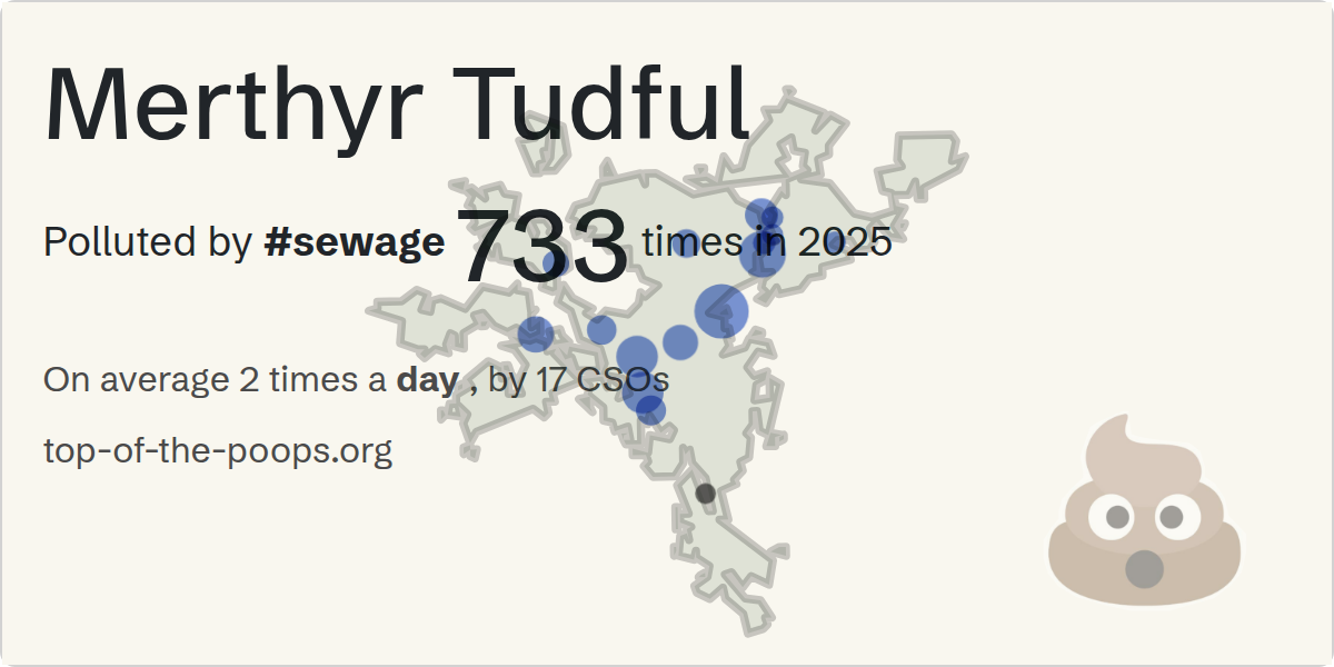 Sewage pollution map of Merthyr Tudful