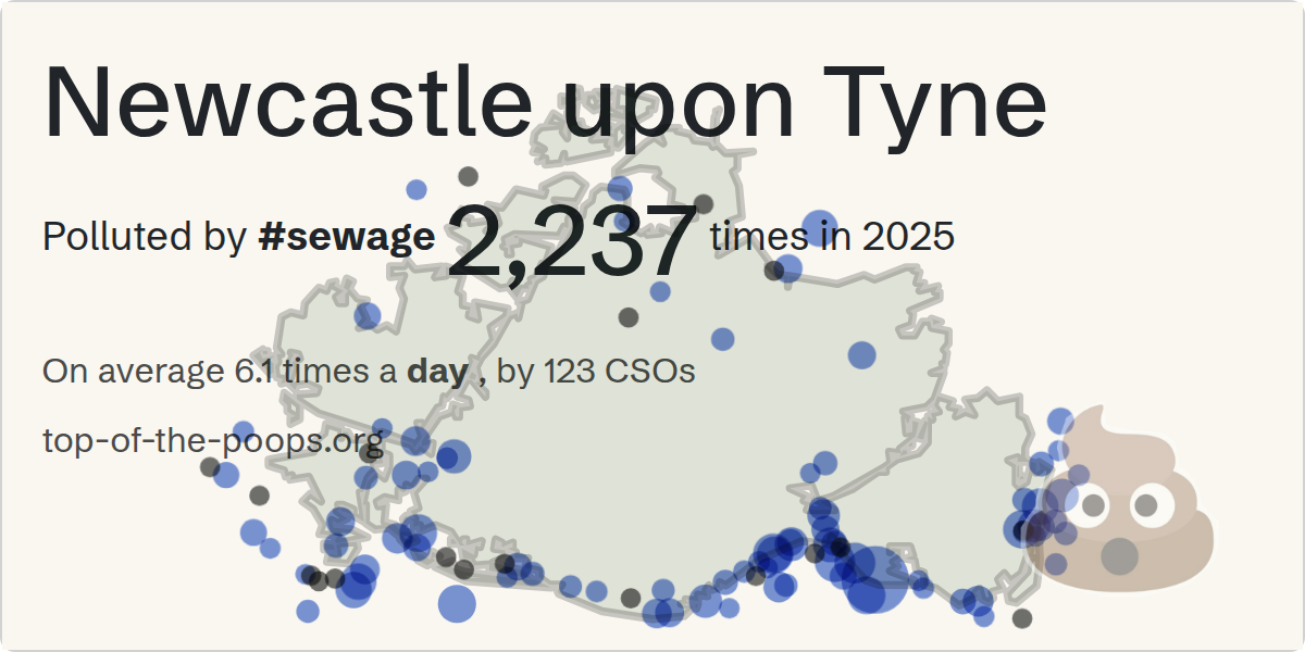 Sewage pollution map of Newcastle upon Tyne