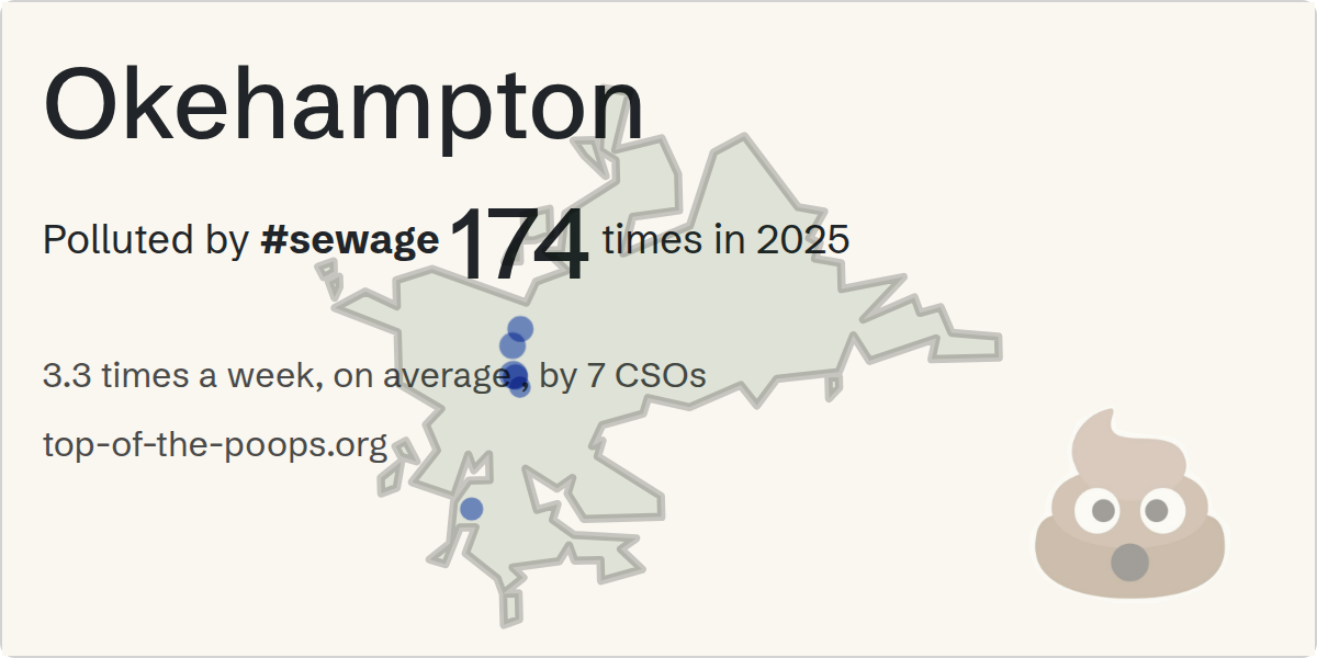 Sewage pollution map of Okehampton