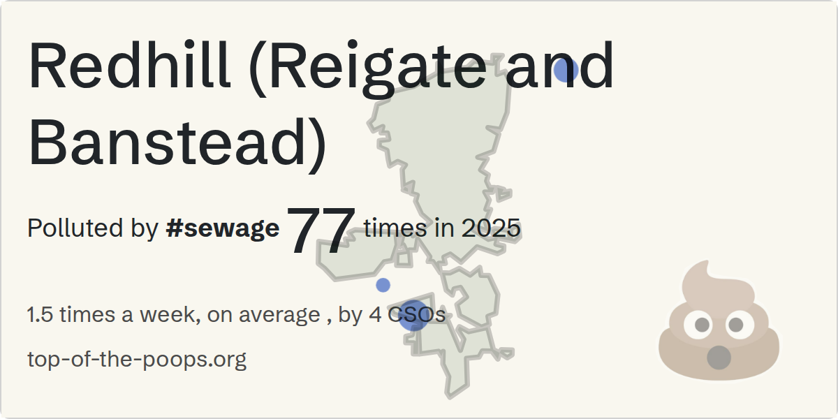Sewage pollution map of Redhill (Reigate and Banstead)