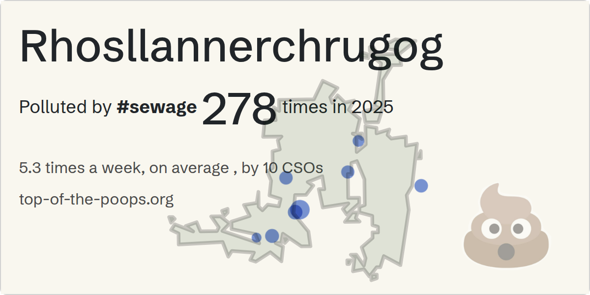 Sewage pollution map of Rhosllannerchrugog
