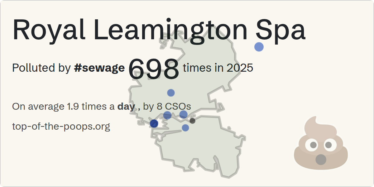 Sewage pollution map of Royal Leamington Spa