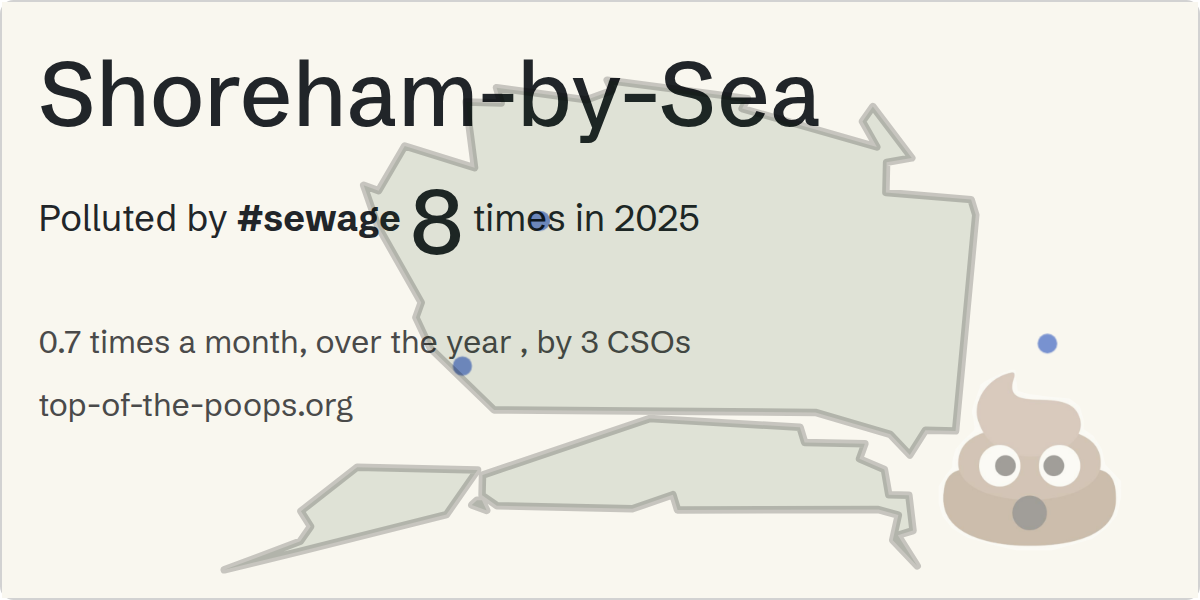 Sewage pollution map of Shoreham-by-Sea: 2 hours in 2025