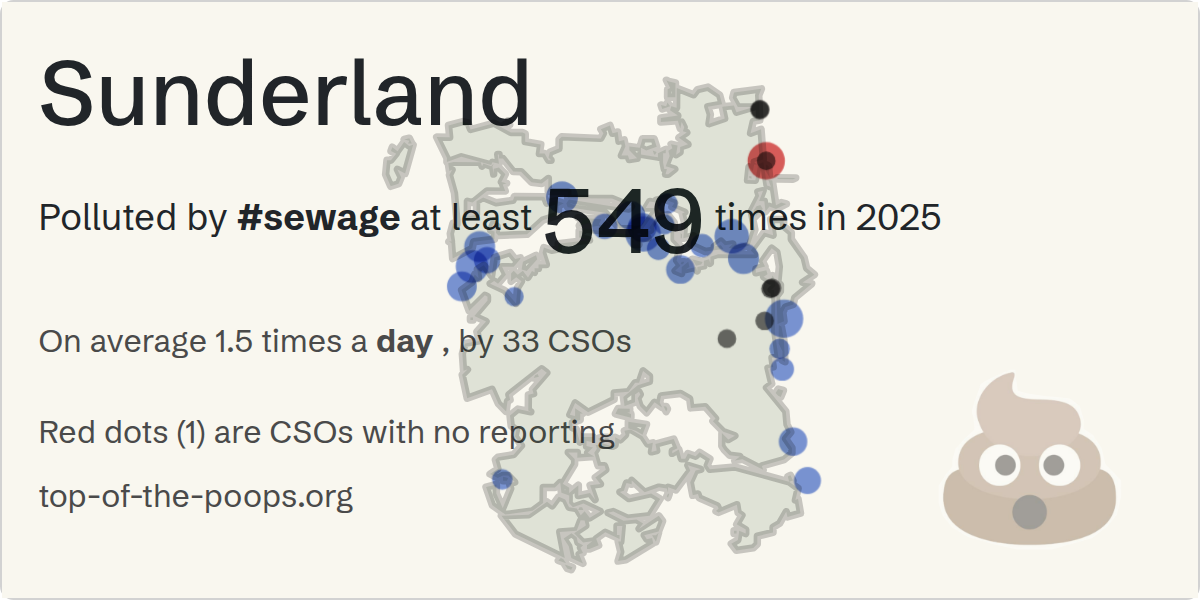 Sewage pollution map of Sunderland