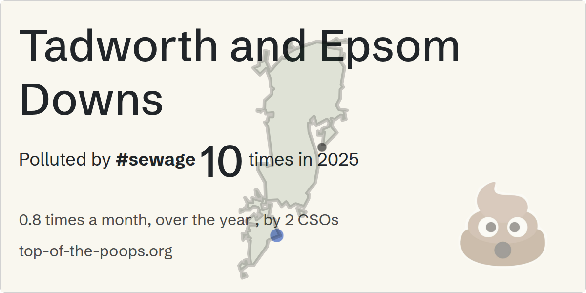 Sewage pollution map of Tadworth and Epsom Downs