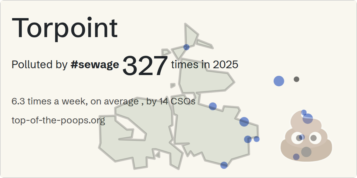 Sewage pollution map of Torpoint: 1,514 hours in 2025