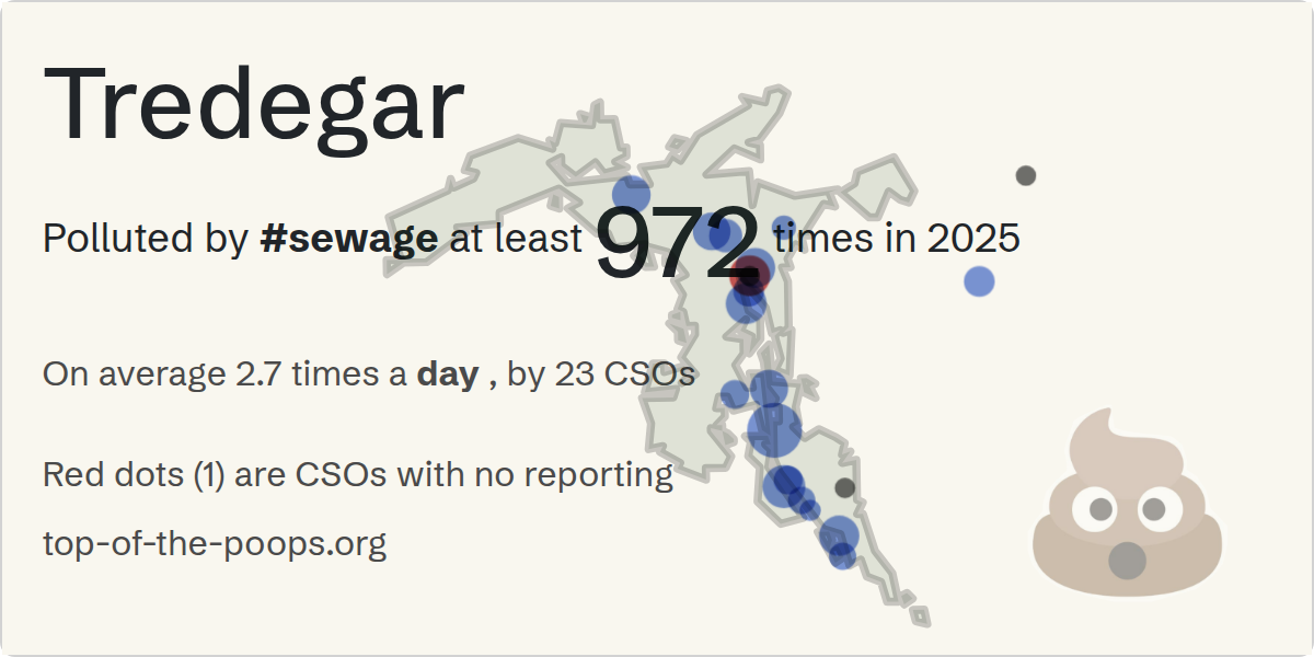 Sewage pollution map of Tredegar