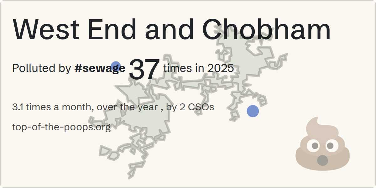 Sewage pollution map of West End and Chobham