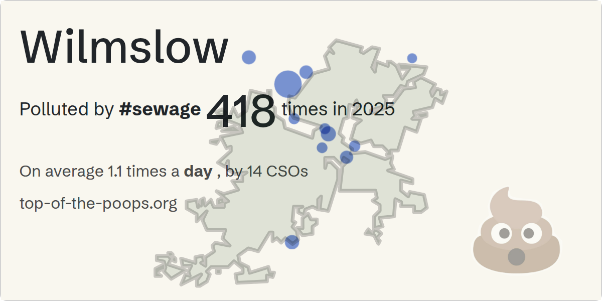 Sewage pollution map of Wilmslow: 2,658 hours in 2025