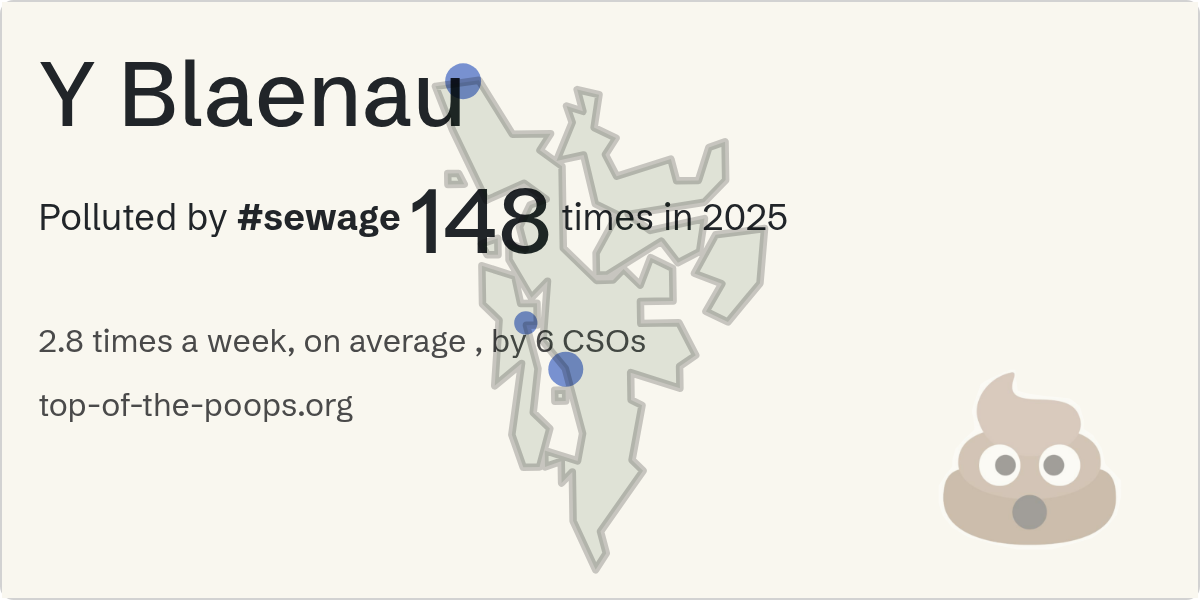 Sewage pollution map of Y Blaenau