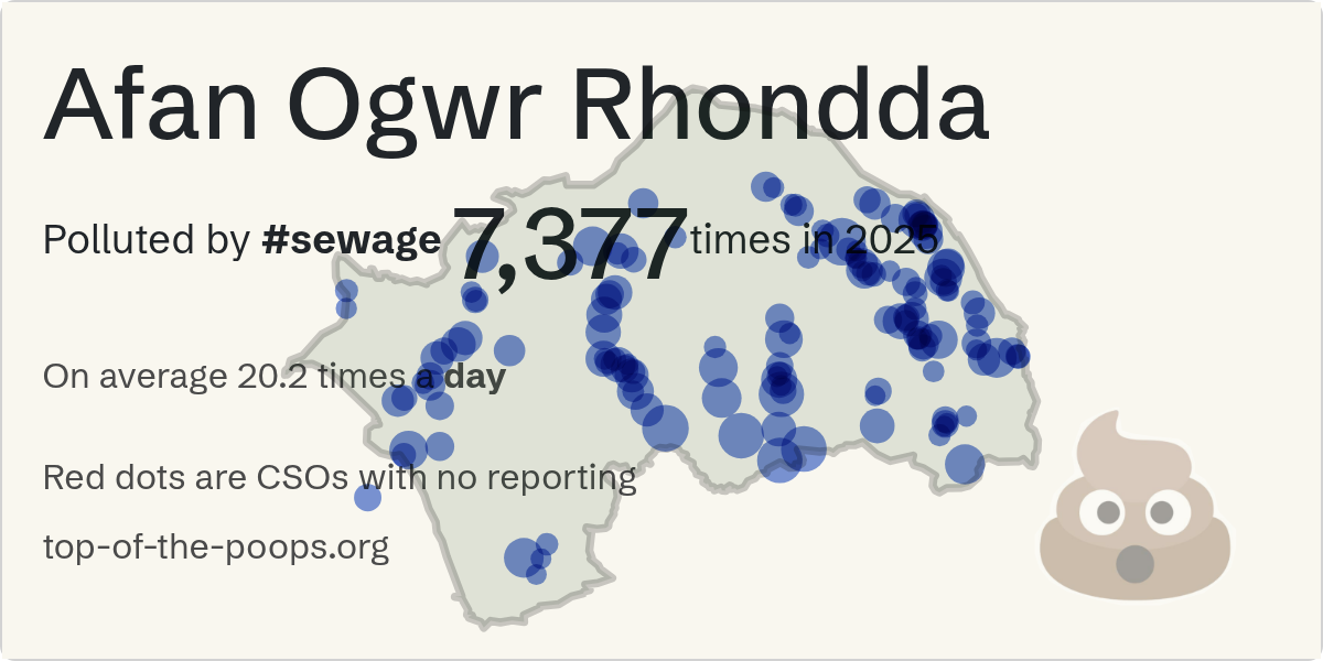 Sewage pollution map of Afan Ogwr Rhondda: 45,980 hours in 2025