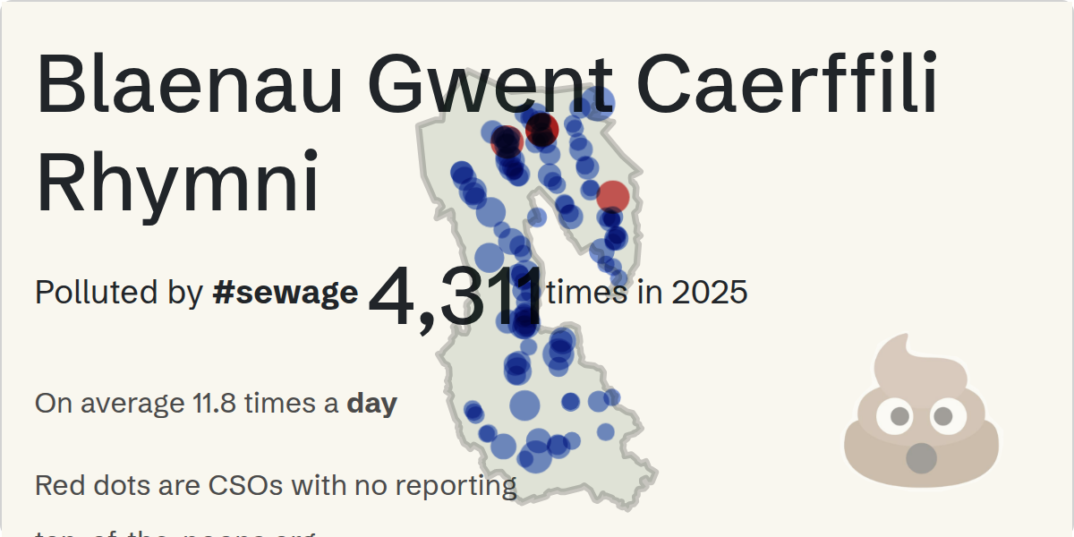 Sewage pollution map of Blaenau Gwent Caerffili Rhymni